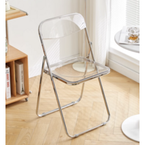 예쁜 카페 아크릴의자 등받이없는 접이식 심플 인테리어 미드센츄리 체어, 베이지