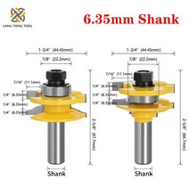 랑 통 도구 2pcs 대형 스타일 앰프 rail set-ogee bit 빙삭기 10, 6.35mm 생크