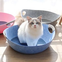 고양이 펠트 바스켓 방석포함 고양이용품, 그레이