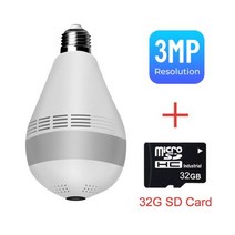 전구형카메라 3 5MP 무선 IP 카메라 와이파이 360 파노라마 벌브 나이트 비전 홈 보안 비디오 감시 양방향 오디오 Fisheye CCTV, 02 3MP-32G card