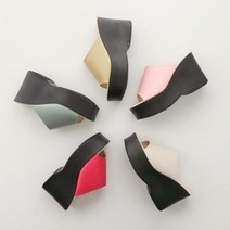 셀러허브(잡화) 여성 굽높은 오픈토 파스텔 선생님 슬리퍼