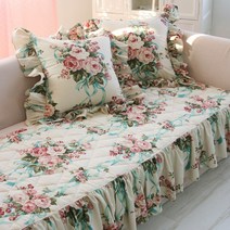 런던로즈 누빔 순면 프릴 쇼파패드 3인용