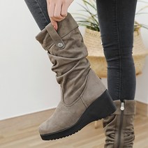 제이슈 기모안감 뉴스 통굽 스웨이드 부츠 7cm