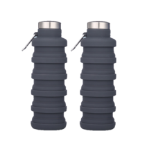 SKW 휴대용 접이식 실리콘 물병, 2개 한세트