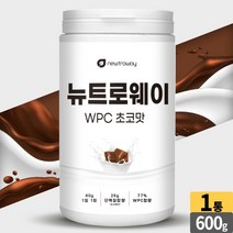 WPC 초코맛 단백질 파우더 쉐이크 농축유청단백분말 효소처리 스테비아 스푼 동봉, 1개, 600g