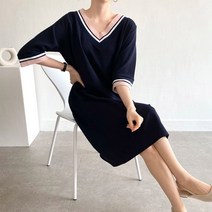 공이샵 라인 핑크 브이넥 빅사이즈 원피스 77 88 99 사이즈 하객 임산부