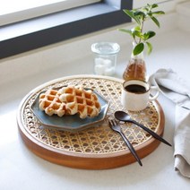 기타 바보사랑[체리하우스] 라탄 케인 트레이 원형 - 대 (약 30cm) 1p, 단품