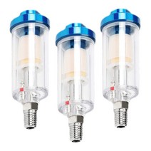 3PCS 공기 압축기 물 분리기 공기 필터 1 / 4inch NPT 입구 및 출구를위한 공기 압축기 필터 분리기, 하나, 투명하고 파란색