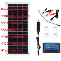 태양광 판넬 충전기 야외 태양광 전지 패널 키트 RV 캠핑카용 USB 듀얼 300W 12V, 02 10A controller kit