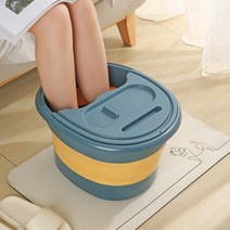 발족욕기 습식 접이식 발 스팀 족욕 통 15l 마사지 욕조 가정용 페디큐어 해독 스파, 덮개가 있는 파란색
