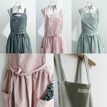 심플한 원피스형 파스텔 린넨 앞치마 8종, 원피스앞치마 다크그레이