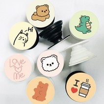 스톤스틸 디자인 스마트톡 모음집 5탄 핸드폰거치대 휴대폰거치대 곰돌이 고양이 돼지 고양이 캐릭터 핸디톡 핸드톡 핑거톡 높이조절 7종색상 아이폰 갤럭시 LG 전기종 케이스 호환가능, 디자인 스마트톡5, 구미베어