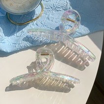 헤어핀 2size 오로라 홀로그램 꼬임 투명 헤어 집게핀 빅사이즈 11cm 13cm 유쁘다