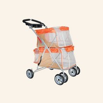 애견유모차 강아지유모차 가드 대형견유모차 중형견용 애완 동물 경량 접이식 운송 고양이 산책 여행 도구, 1.Orange