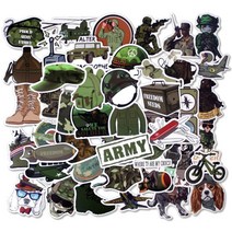 밀리터리스티커 육군 군인 군용품 ARMY 노트북 꾸미기스티커 무광 소형 50매, 밀리터리(소) 50매, 테마별 모음