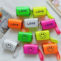 아동용 여아 슬링백 스퀘어 ﻿LOVE 형광 힙색 크로스백 5color