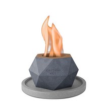 Kante 콘크리트 탁상용 화덕 18.3cm(7.25인치) 라이트 그레이 베이스 실내 및 실외용 에탄올 화덕 문지르는 알코올 테이블 탑 화덕 스모어 메이커용 미니 벽난로 (, Diamond Style-1_Dark Base Glas