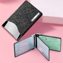 Zcargel 휴대용 신용 카드 홀더 명함 케이스 운전 면허증 패키지 ID 오거나이저 비즈니스 지갑 24 슬롯 폴더, black