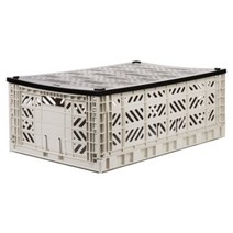 아이카사 폴딩박스 덮개 L black 수납박스 수납바구니 수납함 정리함, 블랙, 1개