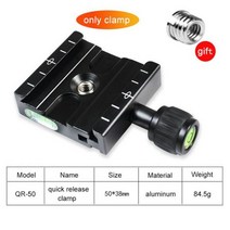 카메라 퀵 릴리스 플레이트 어탭터 삼각대 퀵슈 QR50 릴리즈 클램프 볼 헤드 마운트 어댑터 RRS 알루미늄 for Dslr Arca 스위스 볼헤드 모노포드, 01 QR50