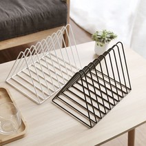 리빙공감 북유럽 삼각 책상용 철제 메탈 책꽂이 2개 세트, 블랙+화이트