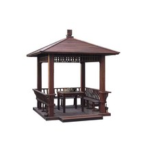 팔각정자 야외 오두막 테라스 의자 벤치 테이블 세트, 튼튼한 수지 타일 네 모서리 정자 2.6m