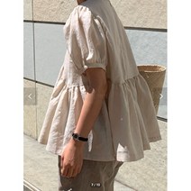 린넨미움퍼프블라우스