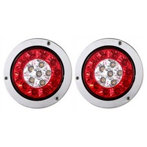 트레일러용 LED 후미등 12V 24V 트럭 테일 라이트 트랙터 방향 지시등 후진 브레이크 자동차 캐러밴 미등 라운드 2 개, [02] 12V - 24V, [01] Red White