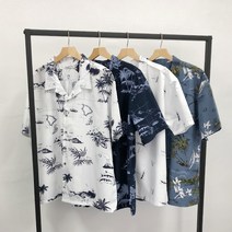 [바이훈] 남성 빅사이즈 오픈카라 하와이안 셔츠 4컬러