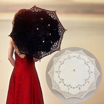루나버블 핸드메이드 레이스양산 [베이지 블랙] 수제 여름 무지 햇빛가리개 차단 1단양산 웨딩 촬영 소품 이쁜 양산