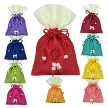 주-파앤카코리아 전통 복주머니-실크 복주머니, 1개, 소-파랑