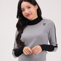 여성 간절기 골프웨어 추천 목 소매 배색 니트