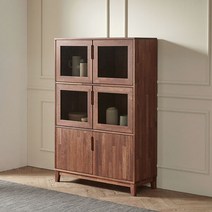 멀바우 원목 6문 3단 그릇 장식 수납장, 단품