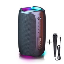 Zeresi 무선 스테레오 USB 블루투스 스피커 방수 노래방 올인원 마이크, 블랙
