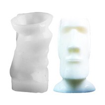 모아이 석상 조각상 오브제 돌 하르방 스톤 맨 실리콘 금형 비누 캔들 만들기 이스터 섬, 긴 머리