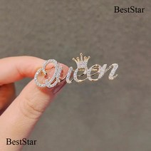 BestStar 이니셜 브로치 퀸 브로치 지르코니아 핀버튼 액세서리