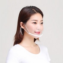 음식점 식당 마스크 투명 위생 조리용 주방 입가리개, 턱받이부분투명/화이트중랜덤발송