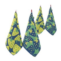 주방타올 고리 수건 핸드 타월 세트, 북유럽풍 딸기딸기, 4장, 노랑색