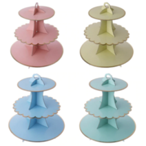 3단 파스텔 페이퍼 컵케익 스탠드 (4 color) - 3-tier Cake Stand cupcake Cardboard, 파스텔퍼플