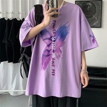 zhubo미스터리 스테이트 카툰 그래피티 반팔 티셔츠 수트 남성용 여름 신상품 루즈한 트렌드 핸썸 만능 반팔 한국 캐주얼 패션 투피스 하의 셔츠 탑 400 화이트 반팔 + 블랙 팬