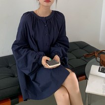 주린 키작녀 플리츠 노카라 셔츠 미니 항아리 원피스