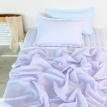 루나비 스윗체크 시어서커 리플 홑이불 1+1, 퍼플+퍼플