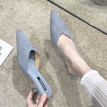 오너클랜 스웨이드 블로퍼 여자 굽있는 슬리퍼 뮬 데일리 가을