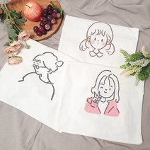 귀여운 프린팅 심플하고 깨끗한 베이직 캔버스 에코백