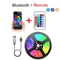 2구 3구 5구 8구 멀티탭 테이프 블루투스 USB LED 스트립 빛 5050 SMD 5V RGB 조명 유연한 램프 리본 자체, 01 0.5m, 03 Bluetooth IR