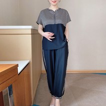 여자여름정장 세트 면접 캐주얼 엄마 여름 캐주얼 패션 정장 중년 여성 외국 스타일 쉬폰 셔츠 중년 및 노인 여름 반팔 투피스 슈트