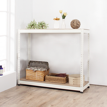 철제 선반 2.0T 중량랙 가로1200x깊이400x높이1200 2단, 가로1200깊이400높이1200 2단 2.0T-화이트:무코팅