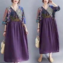 컬러 린넨 랩스타일 여성 여름 원피스 50대 중년