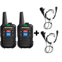 2 PCS BAOFENG BF-C50 소형 워키 토키 아이 휴대용 햄 라디오 COMUNICADOR UHF PTT WOKI TOKI 편리한 양용 HF 송수신기, Add 2 headset|유로