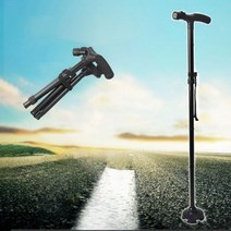 [천삼백케이] [다데] 접이식 LED 랜턴 4발 노인 효도 길이조절 지팡이 DD-11596, 단품